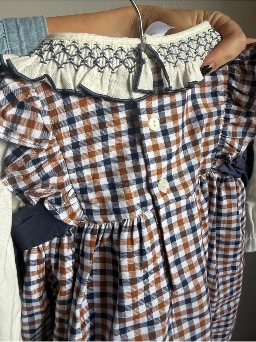 NWT Edgehill Collection Baby Girls Long Sleeve Plaid Side Bow Dress Sz 9M - Picture 5 of 6